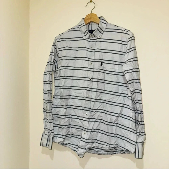 Men’s Ralph Lauren Blue Tag Casual White + Navy Button Down Long Sleeve Size: XL - Picture 2 of 16